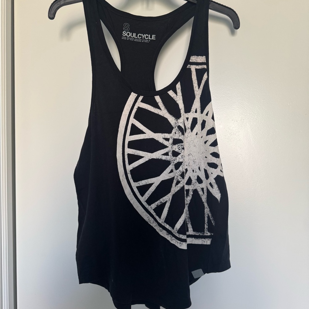 SoulCycle Black and White Wheel Tank Top